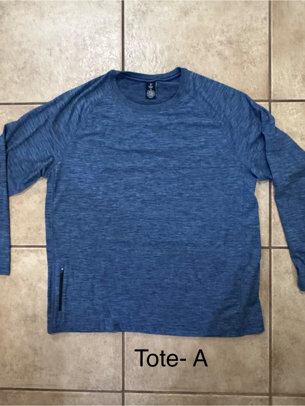 Members Mark Fleece Tech. Men's Heathered Navy Long-Sleeve Crewneck Shirt